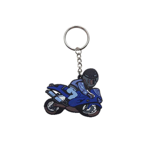 Изготовленный на заказ популярный подгонянный резиновый голубой мотоцикл форменный Пвк Кейчайн