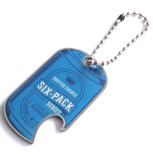 Кольцо для ключей из нержавеющей стали для открывания бутылок с синим принтом по индивидуальному дизайну